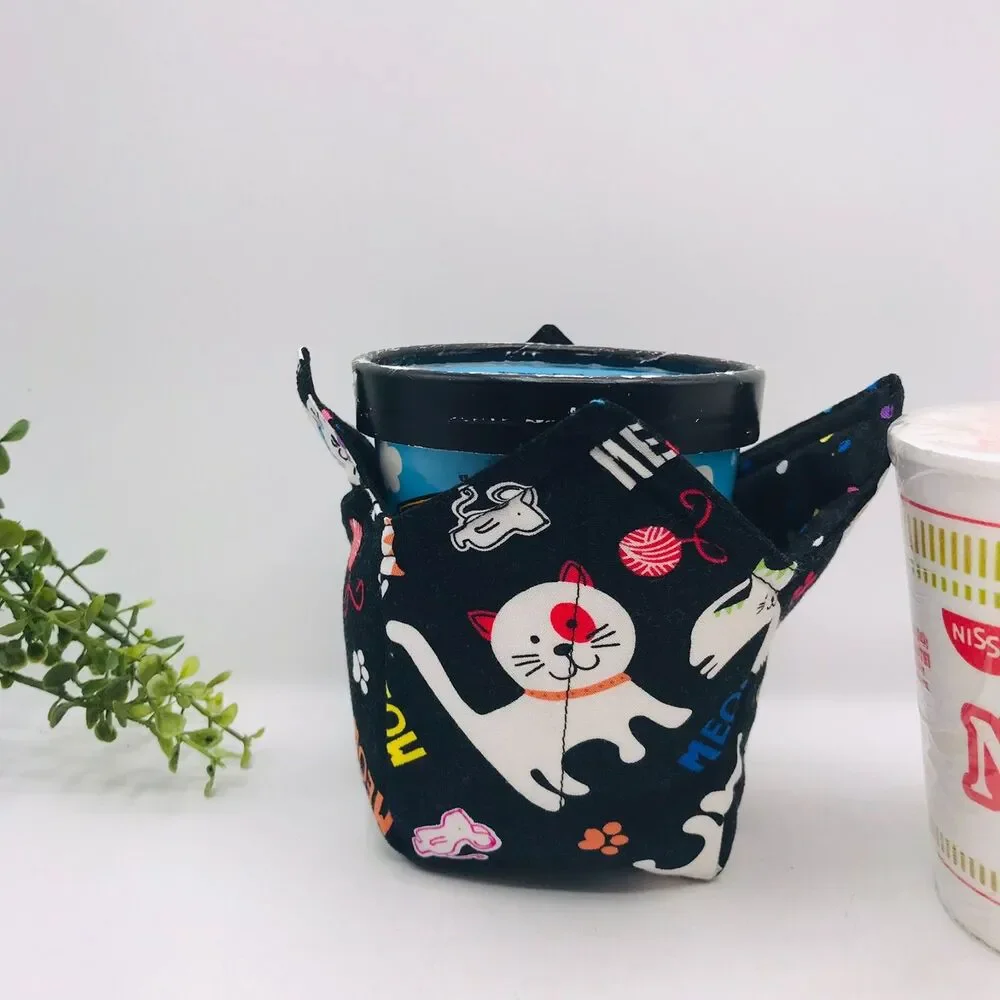 Microwave Bowl Cozy Holder, Reversible, Cute Cats, 3 Sizes, Plate, Soup, Pint